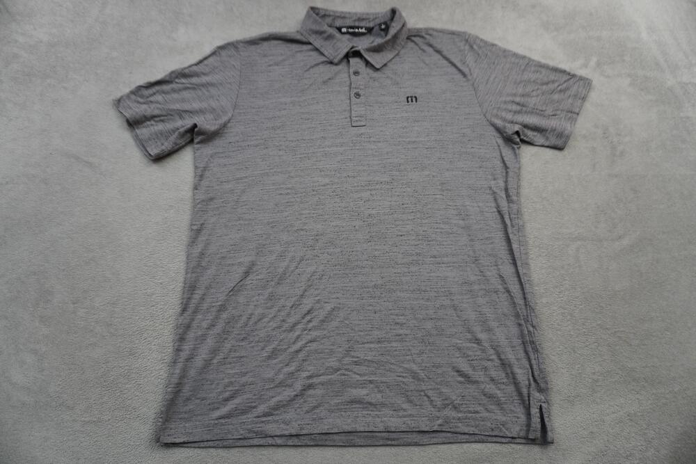 TravisMathew Polo Shirt Mens Large Gray Solid Golf Performance Lightweight